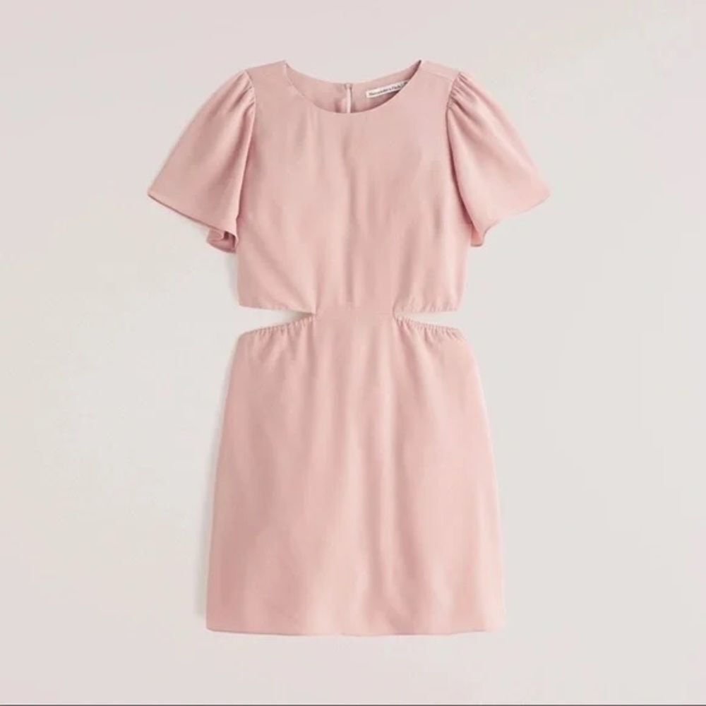 Abercrombie & Fitch Angel Sleeve Lightweight Cut Out Soft Pink Mini Dress XS - Picture 1 of 8